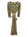 Zara Size M Yellow, Green, Pink Cotton Semi Sheer Floral Puff Sleeve Maxi Dress Yellow, Green, Pink / M