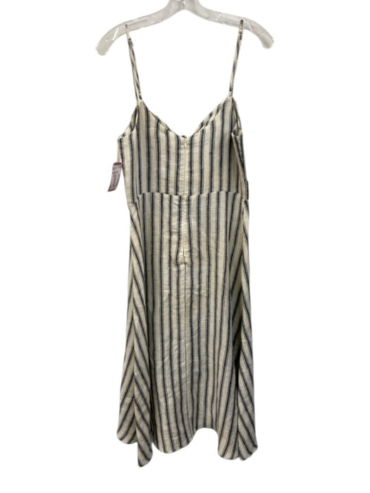 Reformation Size 10 Cream & Blue Linen dashed stripe knot front Maxi Dress Cream & Blue / 10