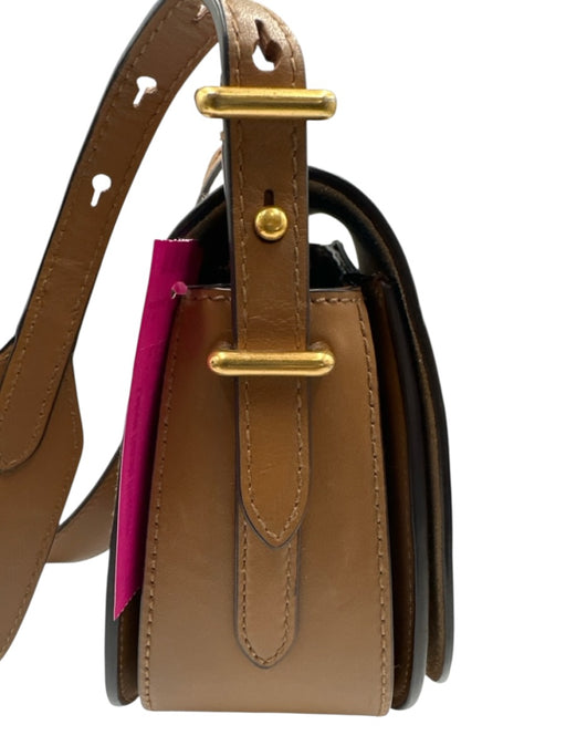 Polo Ralph Lauren Toffee Brown Leather Gold Tone Hardware Saddle Crossbody Bag Toffee Brown / S