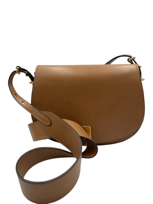 Polo Ralph Lauren Toffee Brown Leather Gold Tone Hardware Saddle Crossbody Bag Toffee Brown / S