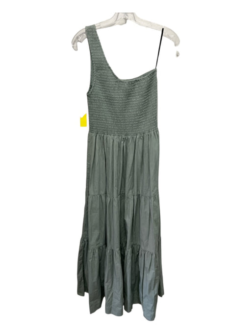 S/W/F Size Medium Sage green Cotton One Shoulder smocked Gathered Maxi Dress Sage green / Medium
