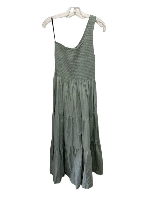 S/W/F Size Medium Sage green Cotton One Shoulder smocked Gathered Maxi Dress Sage green / Medium