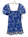 Farm Rio Size M Blue & White Cotton Smocked Abstract Print Ruffle Trim Dress Blue & White / M