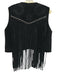 Western and Co. Size M Black Suede Studded Fringe Open Front Vest Black / M