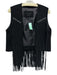 Western and Co. Size M Black Suede Studded Fringe Open Front Vest Black / M