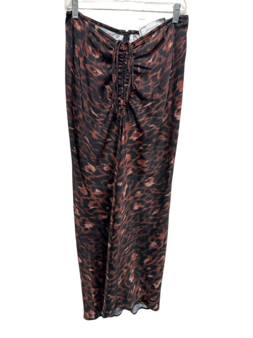 Resa Size M Black & Brown Animal Print Satin cinched detail Maxi Skirt Black & Brown / M