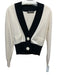 Mo & Co Size S Cream White & Black Wool Blend Color Block Two Button Sweater Cream White & Black / S