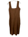 FREE the Label Size S Brown Linen Sleeveless Square Neck Side Slits Dress Brown / S