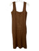 FREE the Label Size S Brown Linen Sleeveless Square Neck Side Slits Dress Brown / S