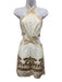 Lace Size M White & Gold Viscose Blend Tie Back Halter metallic embroidery Dress White & Gold / M