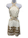 Lace Size M White & Gold Viscose Blend Tie Back Halter metallic embroidery Dress White & Gold / M