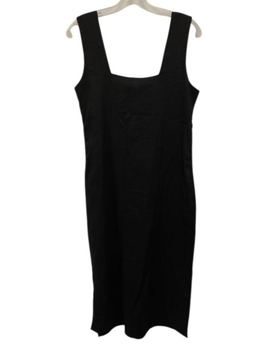 FREE the Label Size M Black Linen Sleeveless Square Neck Side Slits Dress Black / M