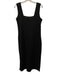 FREE the Label Size M Black Linen Sleeveless Square Neck Side Slits Dress Black / M