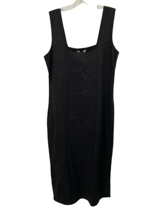FREE the Label Size M Black Linen Sleeveless Square Neck Side Slits Dress Black / M