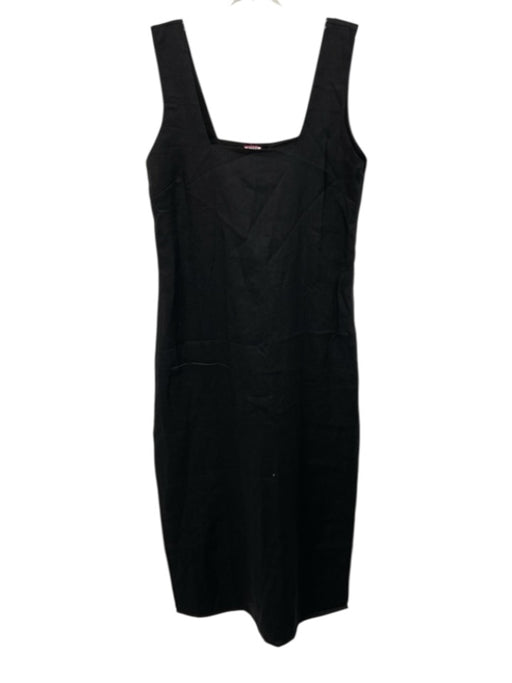 FREE the Label Size S Black Linen Sleeveless Square Neck Side Slits Dress Black / S