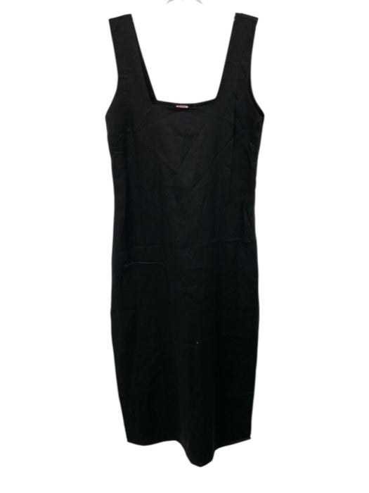 FREE the Label Size S Black Linen Sleeveless Square Neck Side Slits Dress Black / S