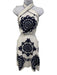 Lace Size L White & Navy Blue No Fabric Tag Tie Back Halter Open Back Dress White & Navy Blue / L