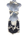 Lace Size M White & Navy Blue No Fabric Tag Tie Back Halter Open Back Dress White & Navy Blue / M