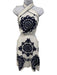 Lace Size M White & Navy Blue No Fabric Tag Tie Back Halter Open Back Dress White & Navy Blue / M