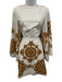 Lace Size M White & Brown No Fabric Tag Tie Back Long Flare Sleeve Dress White & Brown / M