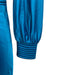 Zhivago Size 4 Teal Blue Polyester Blend Satin Shoulder Pads V Neck Gown Teal Blue / 4