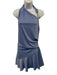 Azulu Size M Ice Blue Rayon Blend Metallic Thread One Shoulder Ruched side Dress Ice Blue / M