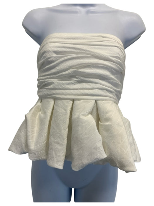 Azulu Size M White Cotton Strapless Gathered Back Zip Crop Top White / M