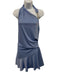 Azulu Size M Ice Blue Rayon Blend Metallic Thread One Shoulder Ruched side Dress Ice Blue / M