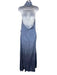 Azulu Size M Blue Linen Halter Gradient Ruched side Front Slit Dress Blue / M
