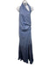 Azulu Size M Blue Linen Halter Gradient Ruched side Front Slit Dress Blue / M