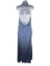 Azulu Size S Blue Linen Halter Gradient Ruched side Front Slit Dress Blue / S