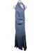 Azulu Size S Blue Linen Halter Gradient Ruched side Front Slit Dress Blue / S