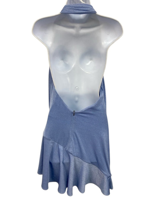 Azulu Size S Ice Blue Rayon Blend Metallic Thread One Shoulder Ruched side Dress Ice Blue / S