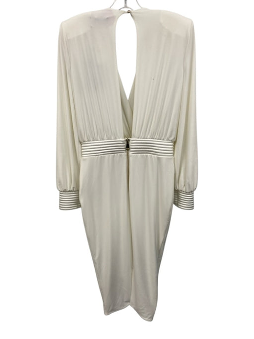 Zhivago Size 8 White Polyester Blend Long Balloon Sleeve Shoulder Pads Dress White / 8