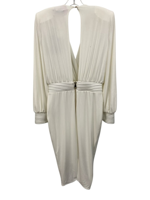 Zhivago Size 8 White Polyester Blend Long Balloon Sleeve Shoulder Pads Dress White / 8