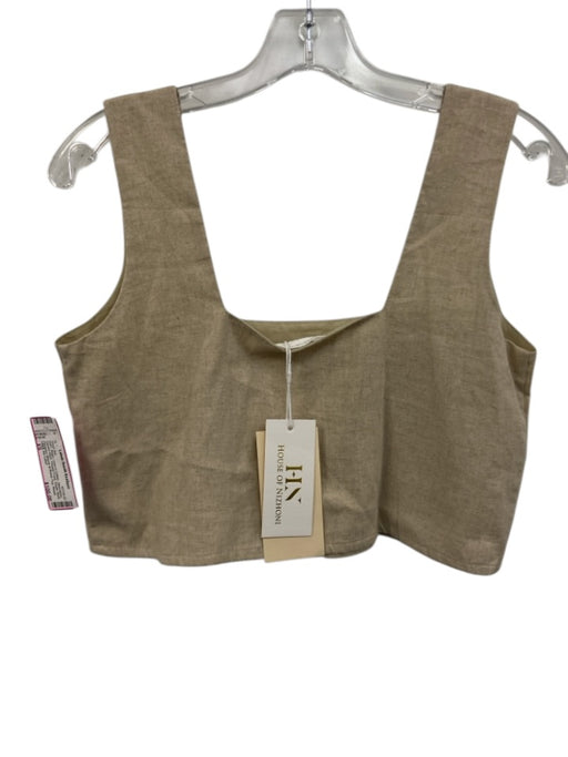 FREE the Label Size L Beige Linen & Cotton Spaghetti Strap Short Set Beige / L