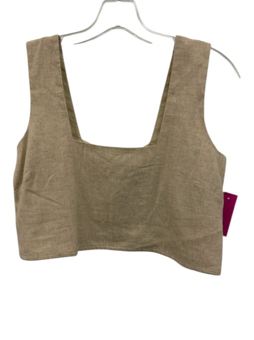 FREE the Label Size L Beige Linen & Cotton Spaghetti Strap Short Set Beige / L