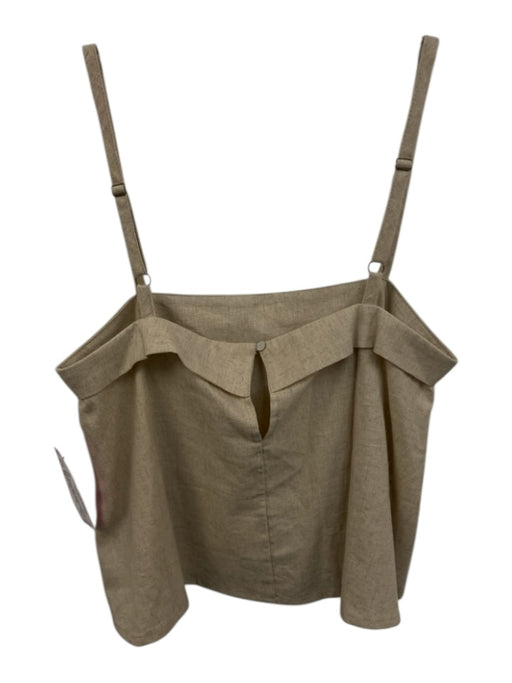 FREE the Label Size XS Beige Linen & Cotton Spaghetti Strap Keyhole Back Top Beige / XS