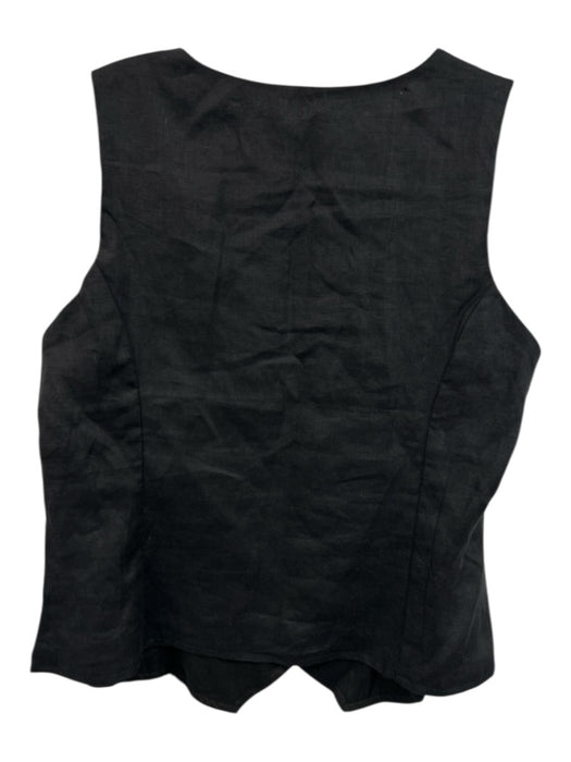 FREE the Label Size M Black Linen Sleeveless Button Front V Neck Vest Top Black / M