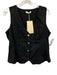 FREE the Label Size M Black Linen Sleeveless Button Front V Neck Vest Top Black / M