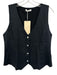 FREE the Label Size L Black Linen Sleeveless Button Front V Neck Vest Top Black / L