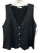 FREE the Label Size L Black Linen Sleeveless Button Front V Neck Vest Top Black / L
