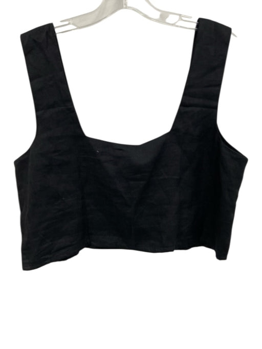 FREE the Label Size L Black Linen Sleeveless Square Neck Crop Top Black / L
