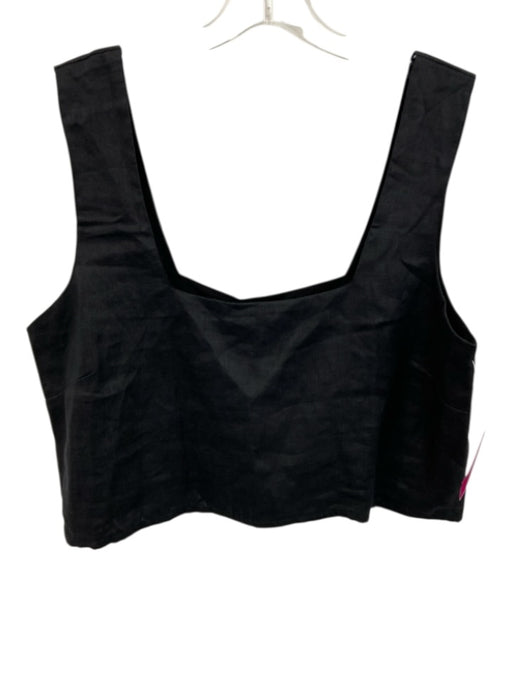 FREE the Label Size L Black Linen Sleeveless Square Neck Crop Top Black / L