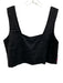 FREE the Label Size L Black Linen Sleeveless Square Neck Crop Top Black / L