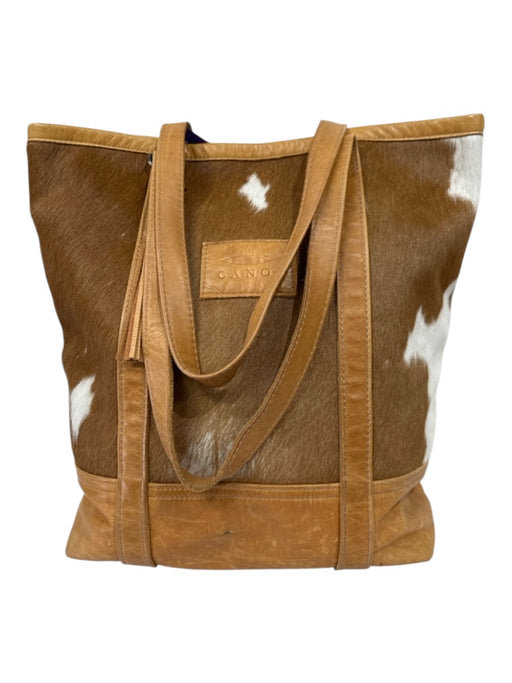 Canoe Brown Cowhide Ponyhair Tote Shoulder Bag Tassel Detail Bag Brown / XL