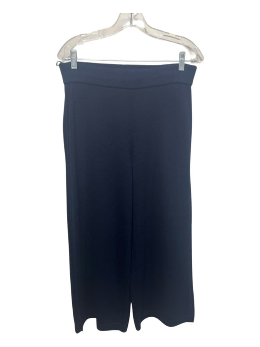 Lafayette 148 Size L/M Navy Blue Wool & Cotton Sleeveless Knit Wide Leg Pant Set Navy Blue / L/M