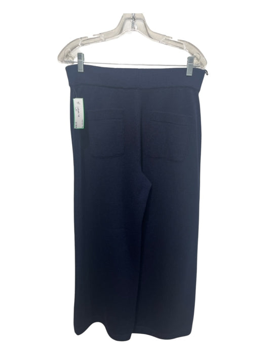 Lafayette 148 Size L/M Navy Blue Wool & Cotton Sleeveless Knit Wide Leg Pant Set Navy Blue / L/M