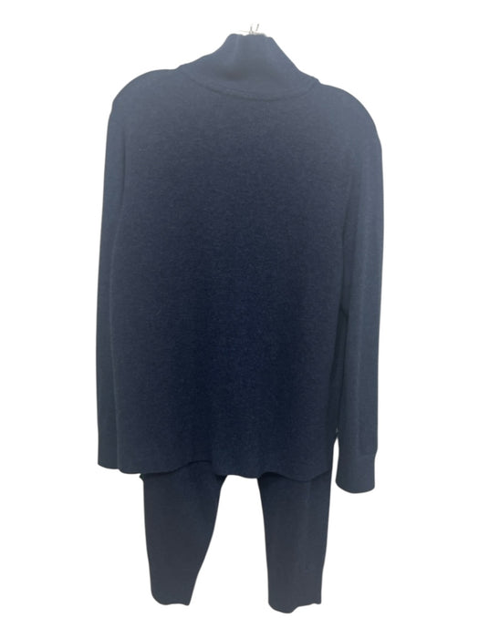 Lafayette 148 Size XL/M Navy Blue Wool & Cashmere 1/4 Zip Pullover Pant Set Navy Blue / XL/M
