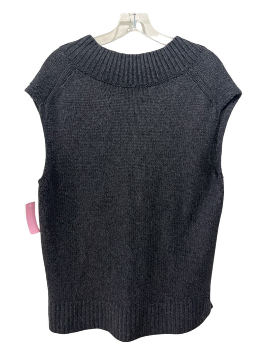 Lafayette 148 Size M Dark Gray Cashmere & Wool Knit Ribbed Hem Oversized Vest Dark Gray / M
